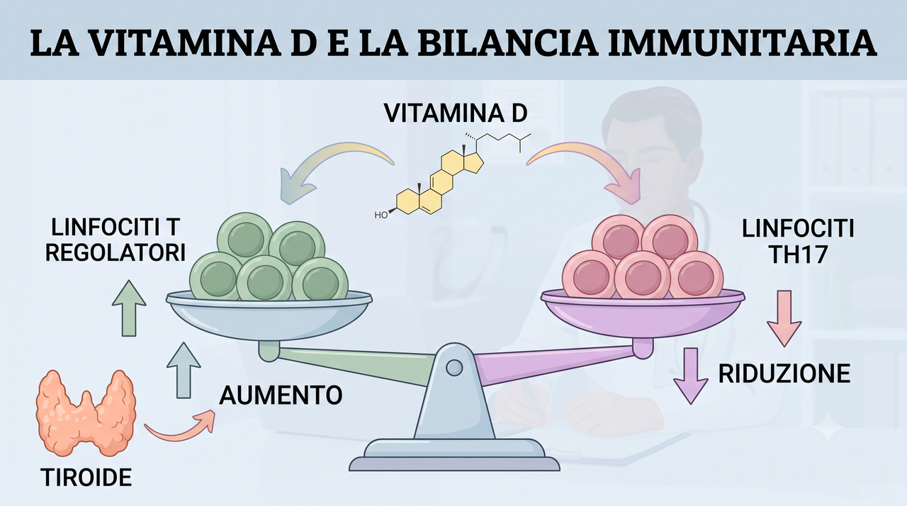 Meccanismo immunologico della vitamina D nella tiroidite di Hashimoto: aumento dei linfociti T regolatori e riduzione dei linfociti Th17